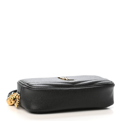 Saint Laurent Grain De Poudre Matelasse Monogram Mini Lou Camera Bag Black 3 of 4