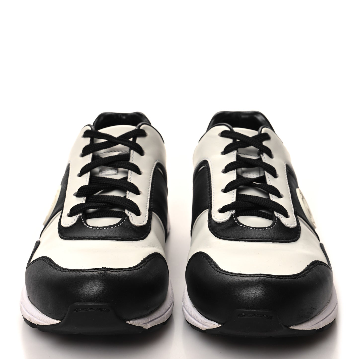 Calfskin Womens Interlocking G Sneakers 35.5 Black White