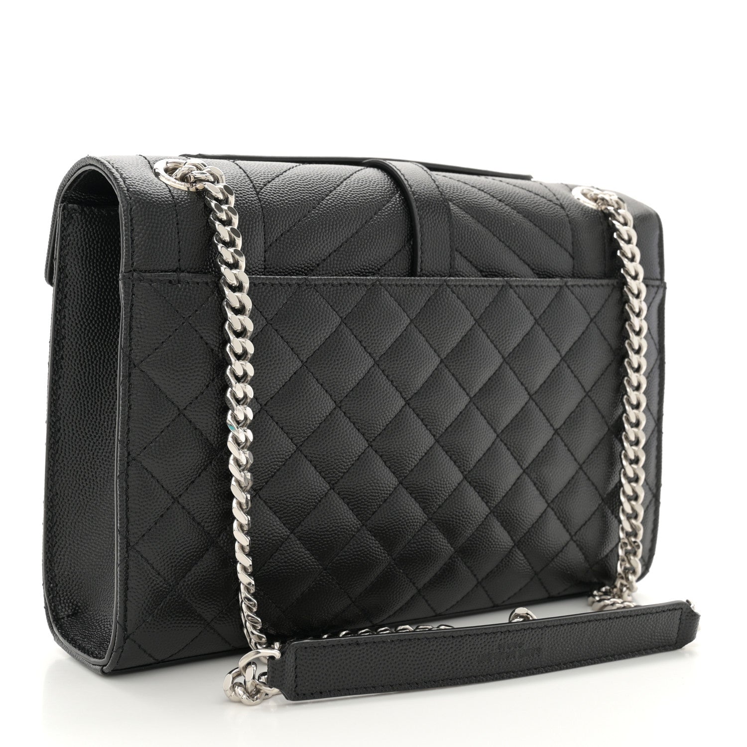 Saint Laurent Grain De Poudre Textured Mixed Matelasse Triquilt Medium Monogram Satchel Black 3 of 10