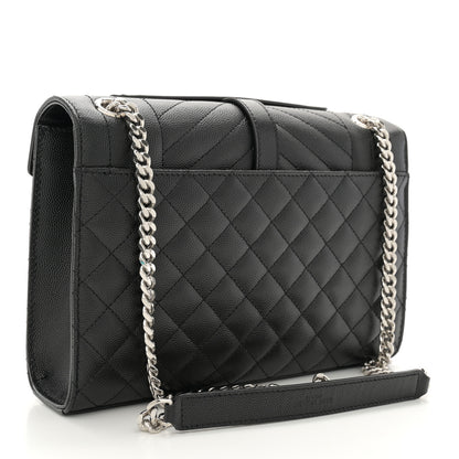 Saint Laurent Grain De Poudre Textured Mixed Matelasse Triquilt Medium Monogram Satchel Black 3 of 10