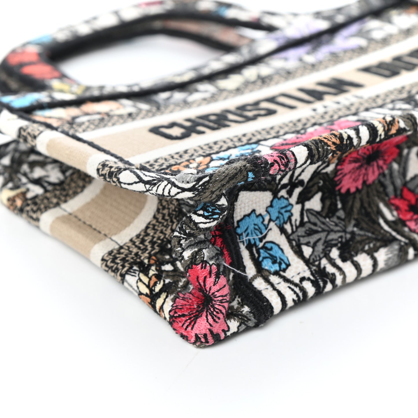 Canvas Embroidered Mille Fleurs Mini Book Tote Multicolor