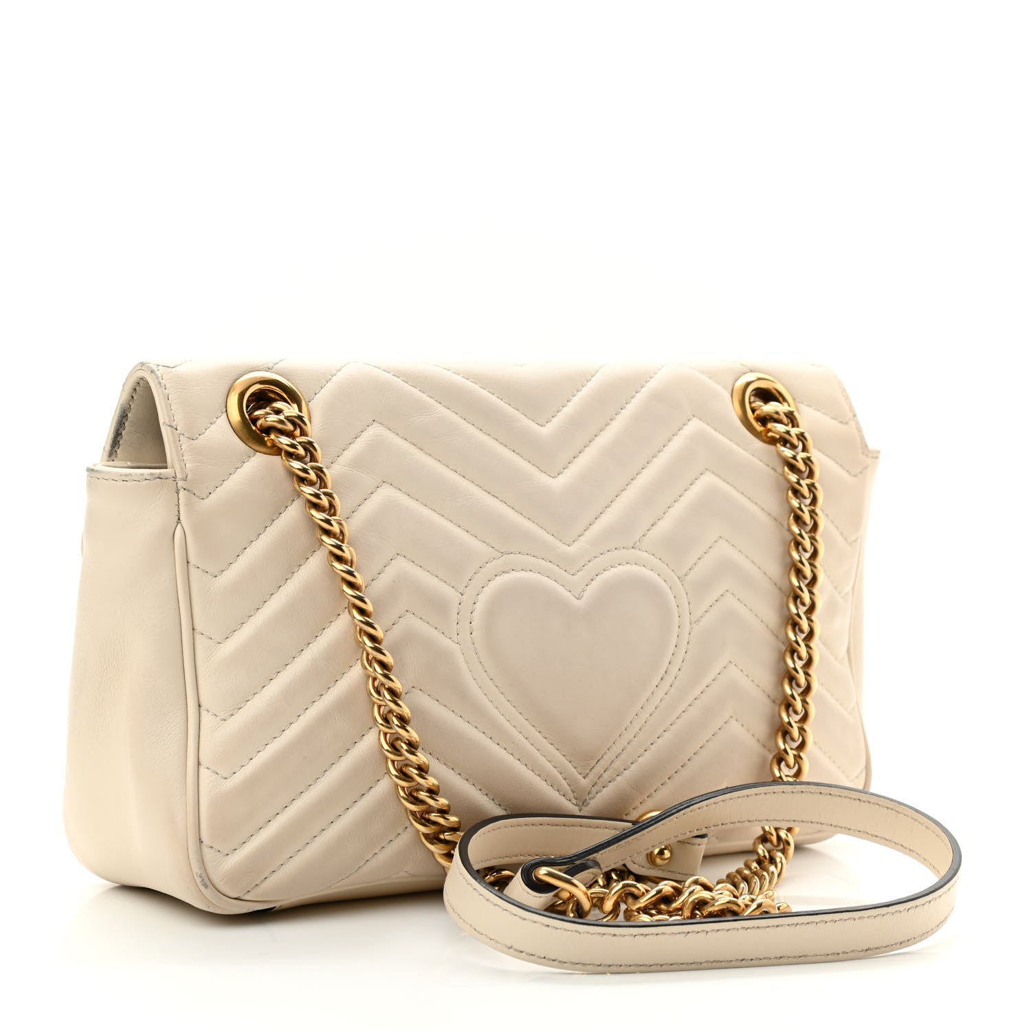 Gucci Calfskin Matelasse Small GG Marmont Shoulder Bag White 3 of 16