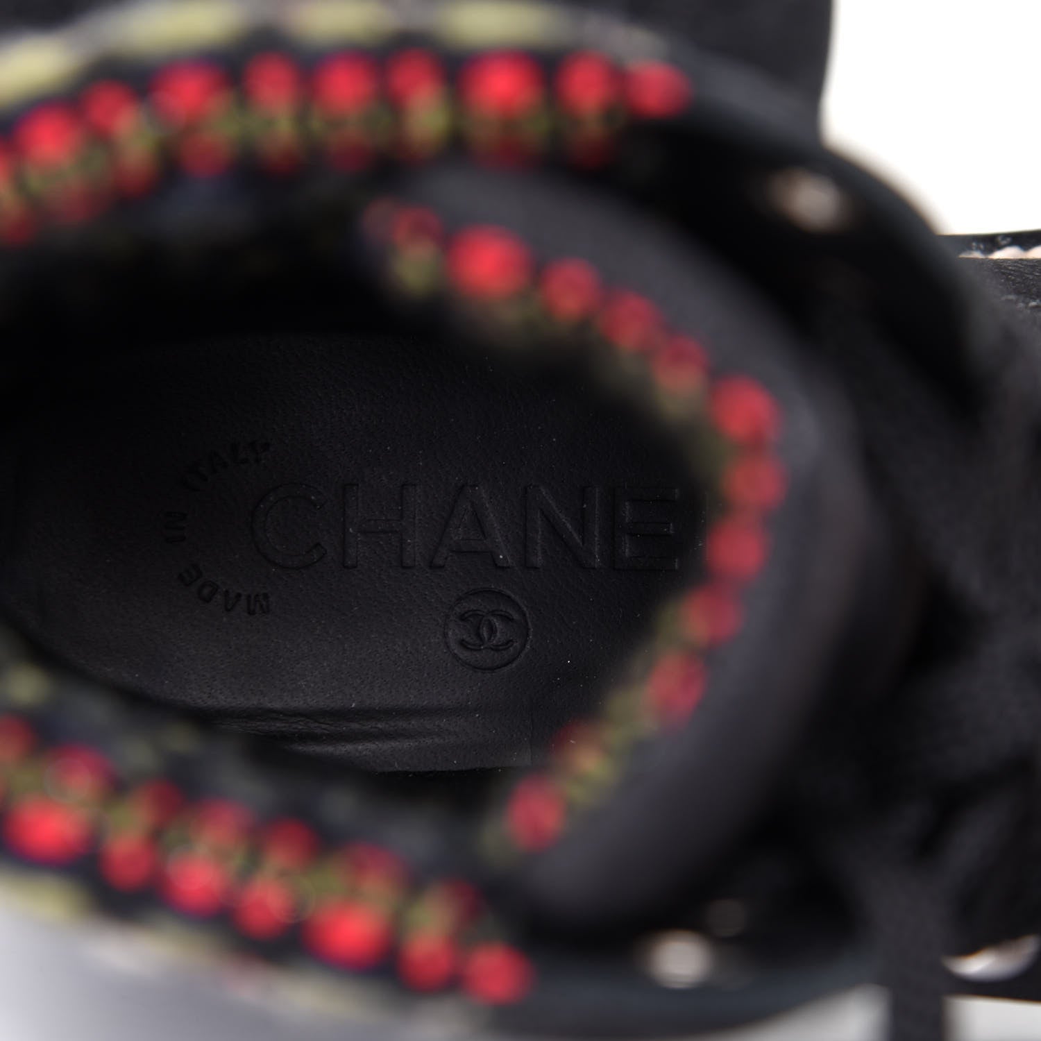 Chanel Calfskin Tweed Trim Lace Up Boots 38.5 Black Multicolor 6 of 6
