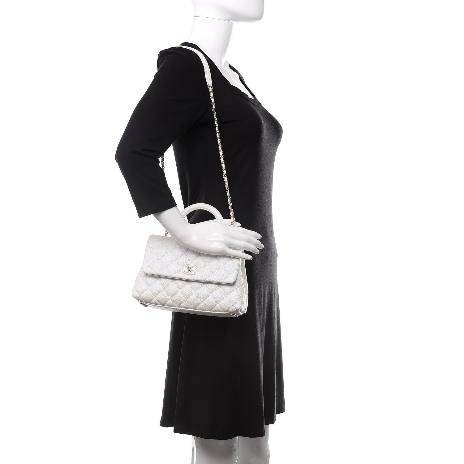 Chanel Iridescent Caviar Quilted Mini Coco Handle Flap White 3 of 13