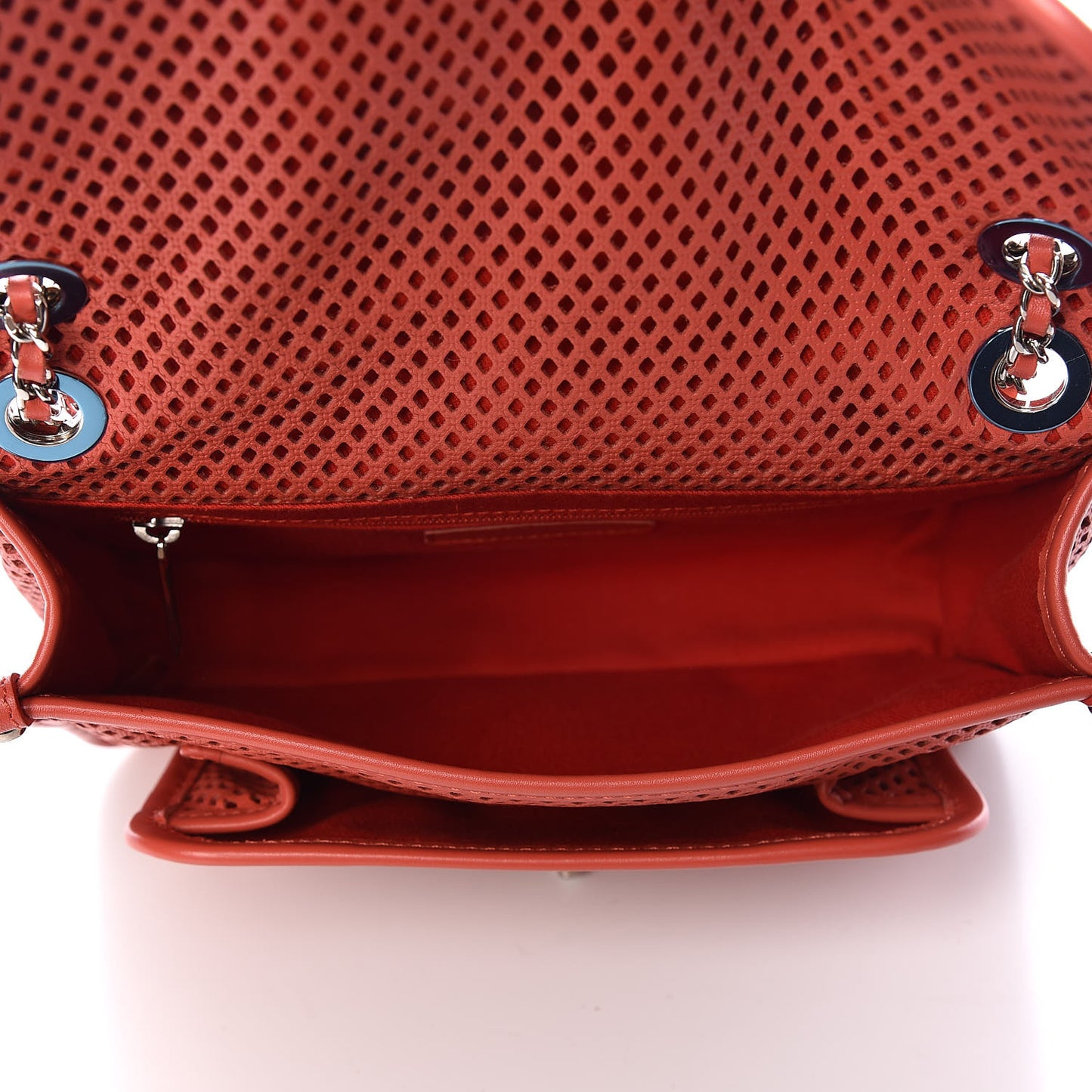 Perforated Calfskin Small Up In The Air Flap Red