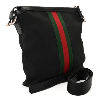 Gucci Techno Canvas Selleria Calfskin Web Small Flat Messenger Bag Black 3 of 10