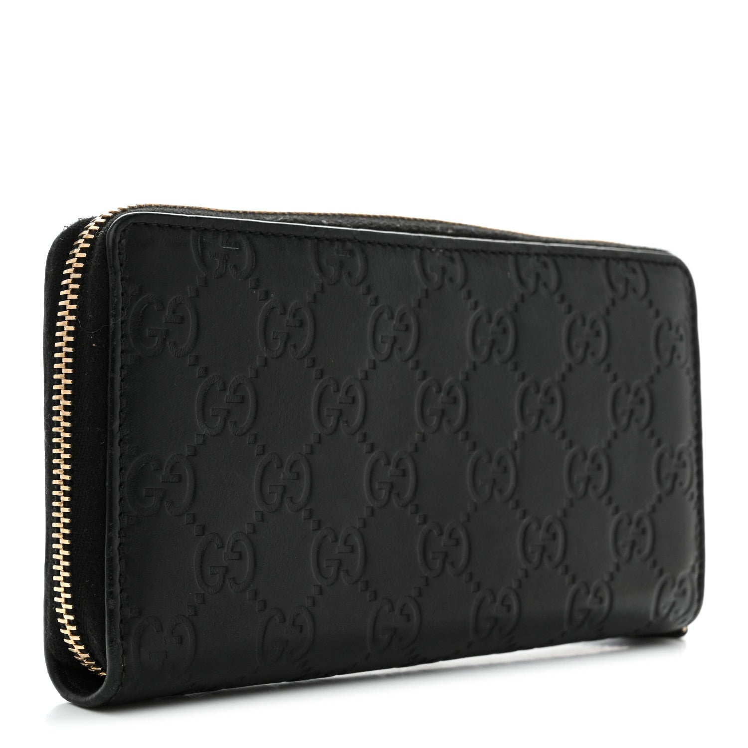 Gucci Guccissima Margaux Calfskin Metal Bar Zip Around Wallet Black 3 of 8