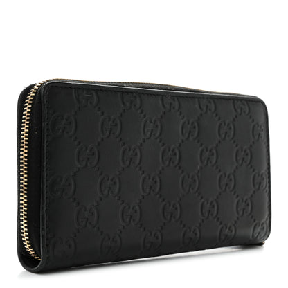 Gucci Guccissima Margaux Calfskin Metal Bar Zip Around Wallet Black 3 of 8