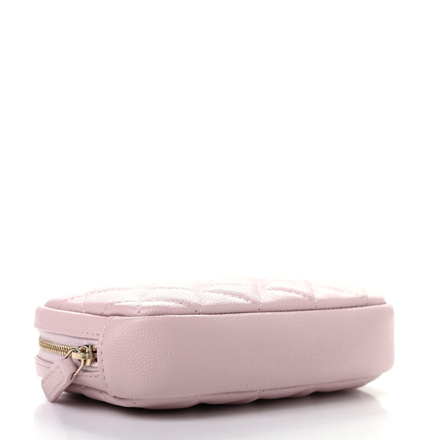 Caviar Quilted Small Curvy Pouch Cosmetic Case Light Pink