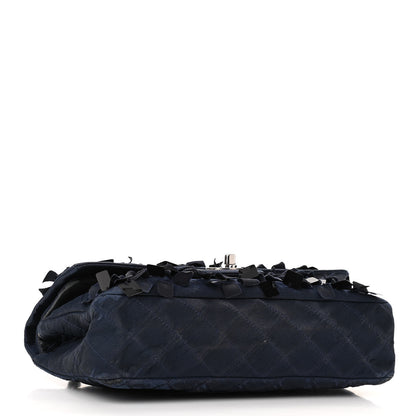 Chanel Satin Paillette Sequin Quilted Medium Single Flap Navy 4 of 15