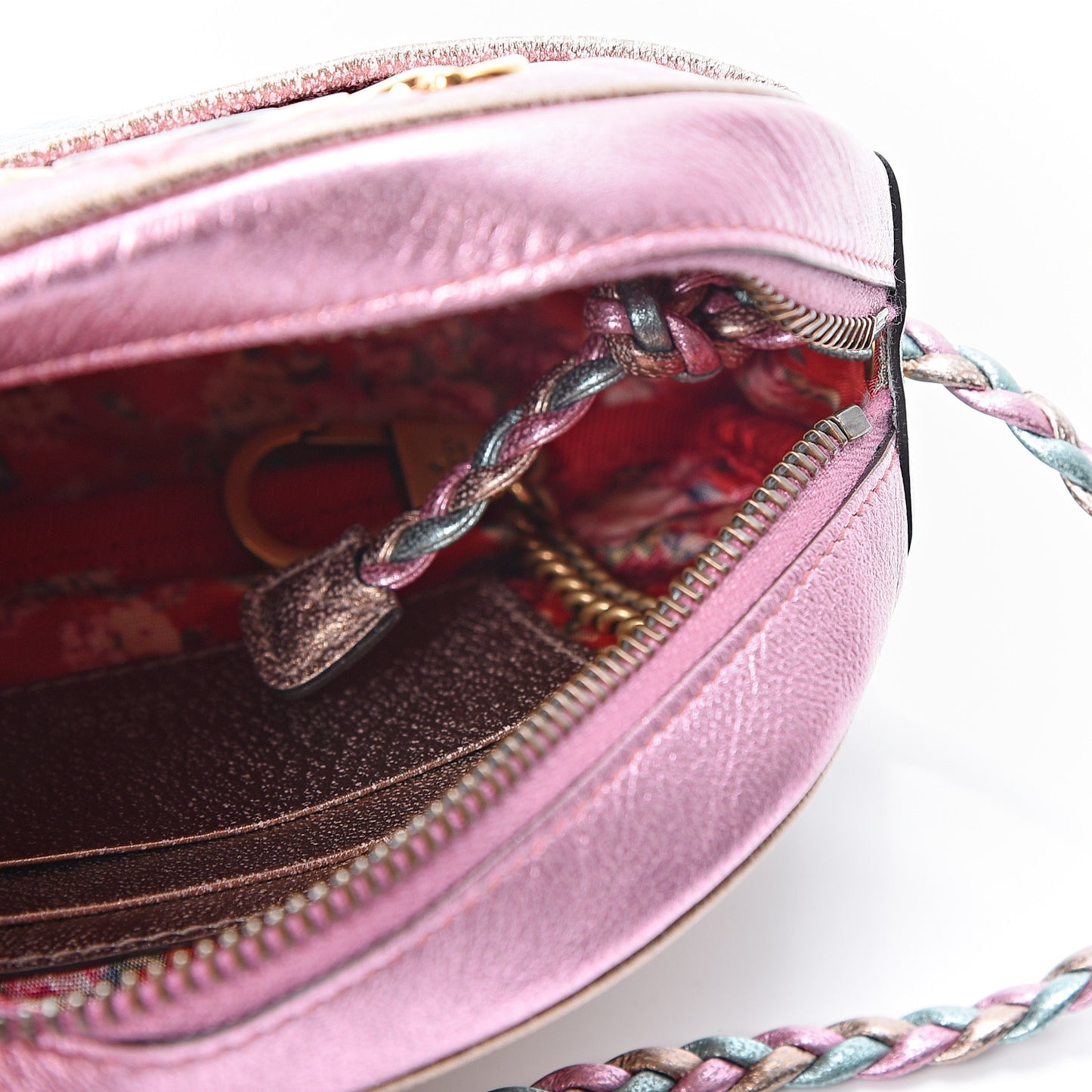 Laminated Nappa Trapuntata Mini Zumi Dome Shoulder Bag Rosa Lago Rame