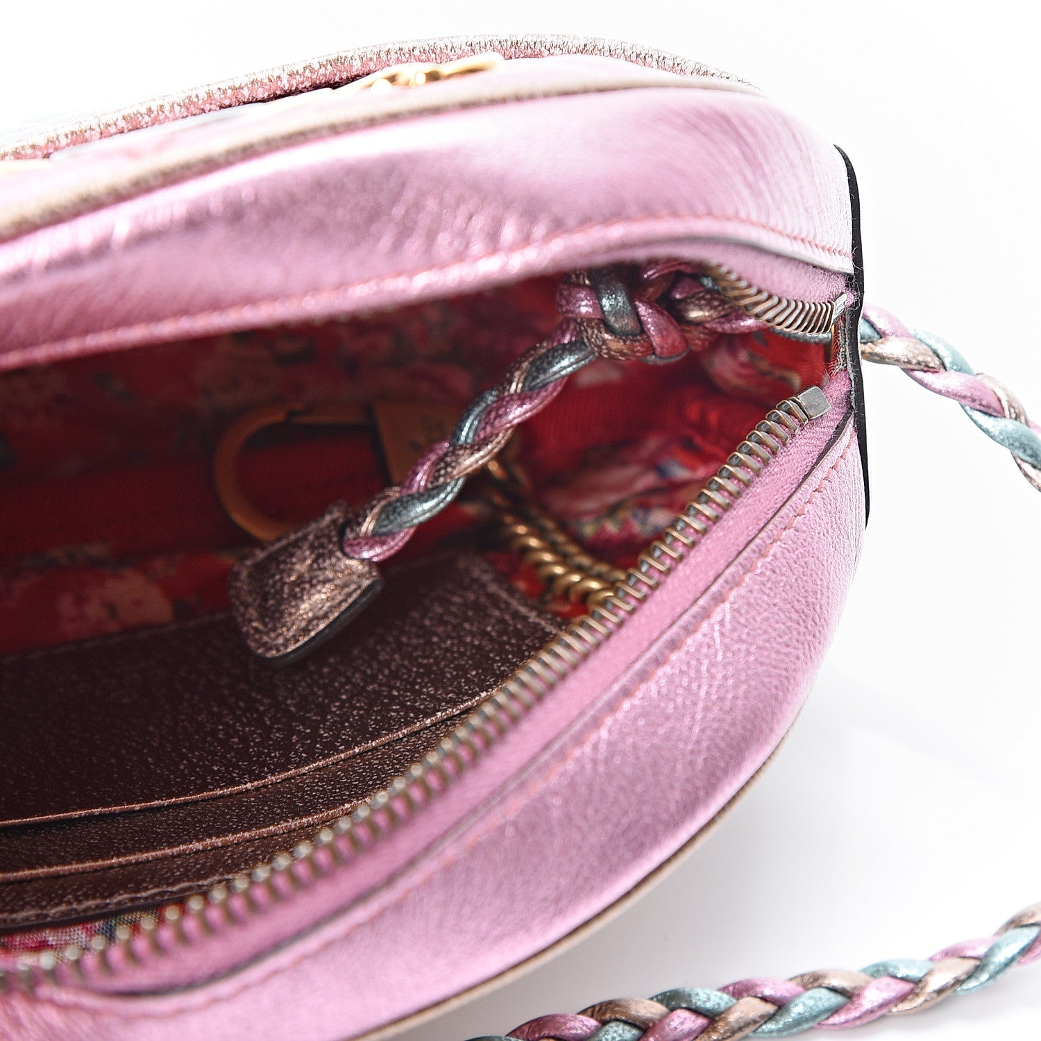 Gucci Laminated Nappa Trapuntata Mini Zumi Dome Shoulder Bag Rosa Lago Rame 4 of 11
