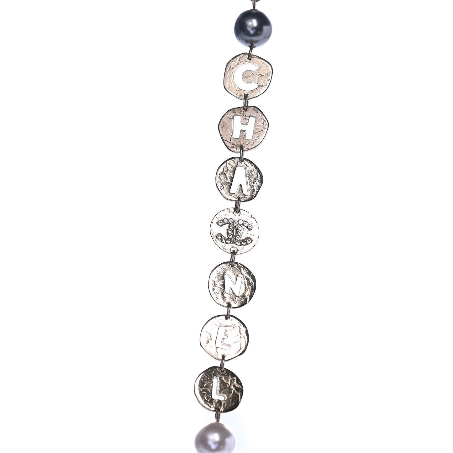 Pearl Papyrus Long Necklace Gold Pearly White Grey