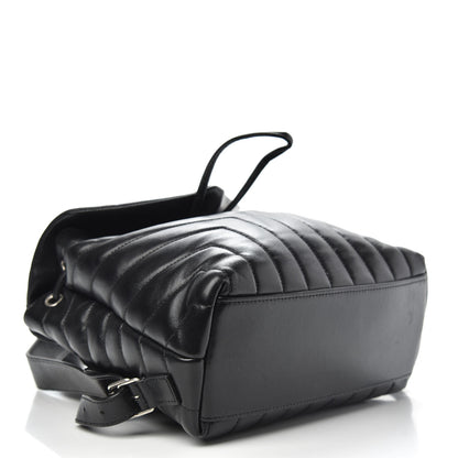 Saint Laurent Calfskin Y Quilted Monogram Small Loulou Backpack Black 3 of 11