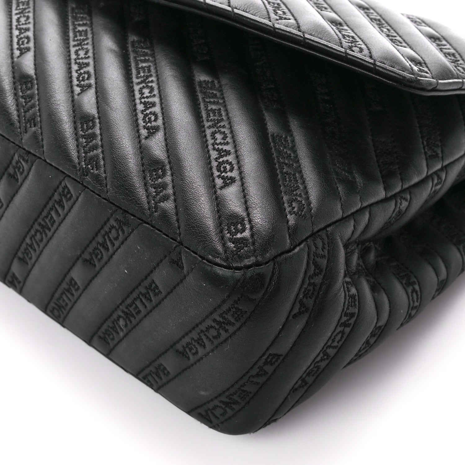 Balenciaga Calfskin Logo Matelasse Large BB Flap Chain Shoulder Bag Black 10 of 14