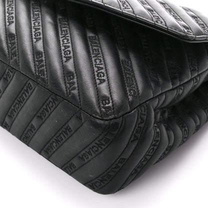 Balenciaga Calfskin Logo Matelasse Large BB Flap Chain Shoulder Bag Black 10 of 14