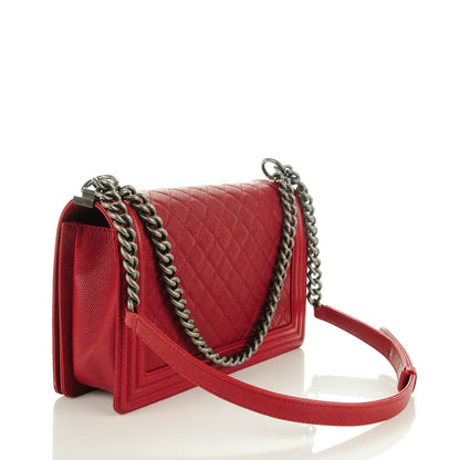 Chanel Caviar Quilted New Medium Boy Flap Dark Red 3 of 8