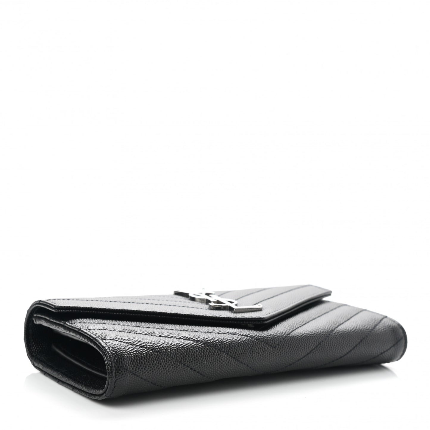 Grain De Poudre Matelasse Chevron Monogram Flap Wallet Black