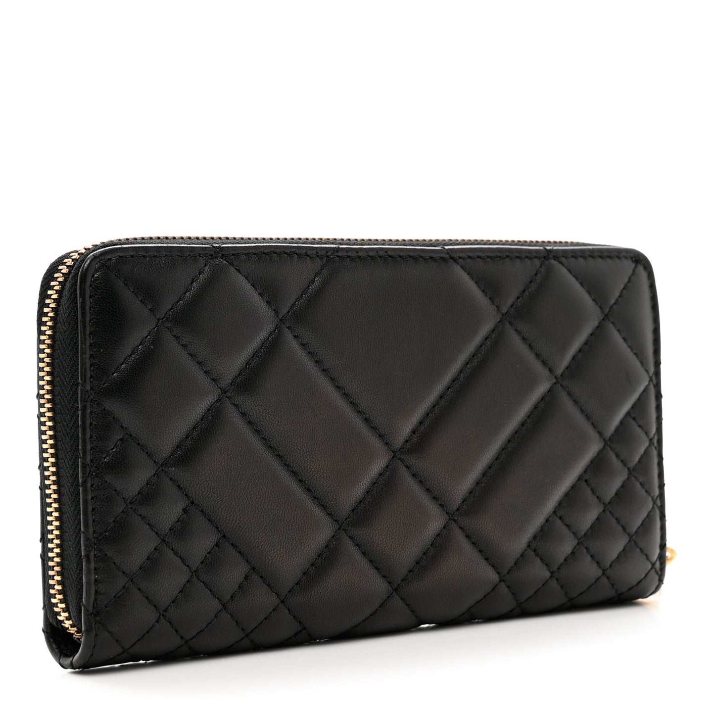 Nappa Quilted Icon Zip Around Wallet Black