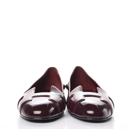 Hermes Patent Epsom Nice Ballerina Flats 38 Bordeaux 2 of 8