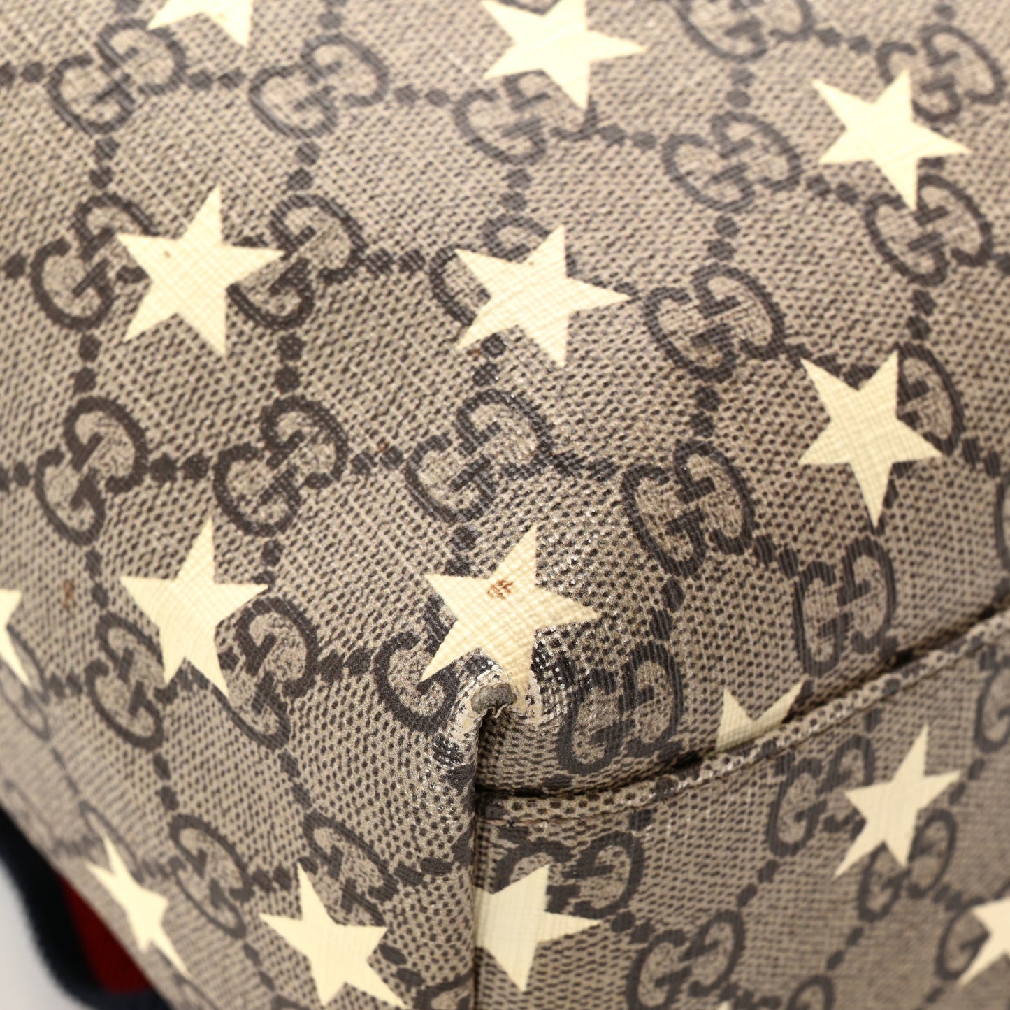 GG Supreme Monogram Stars Childrens Backpack Beige Ebony Yellow Royal