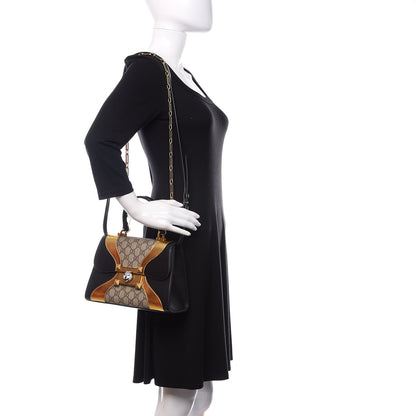 Gucci GG Supreme Monogram Small Osiride Top Handle Bag Black Gold 2 of 11