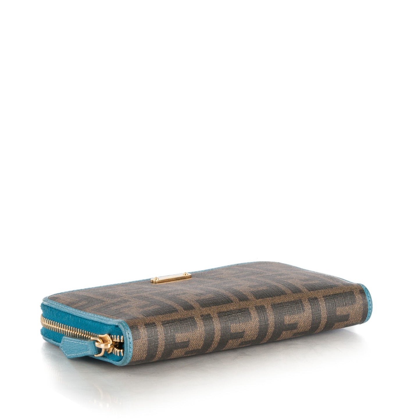 Zucca Spalmati Vitello Elite Zip Around Wallet Tobacco Turchese