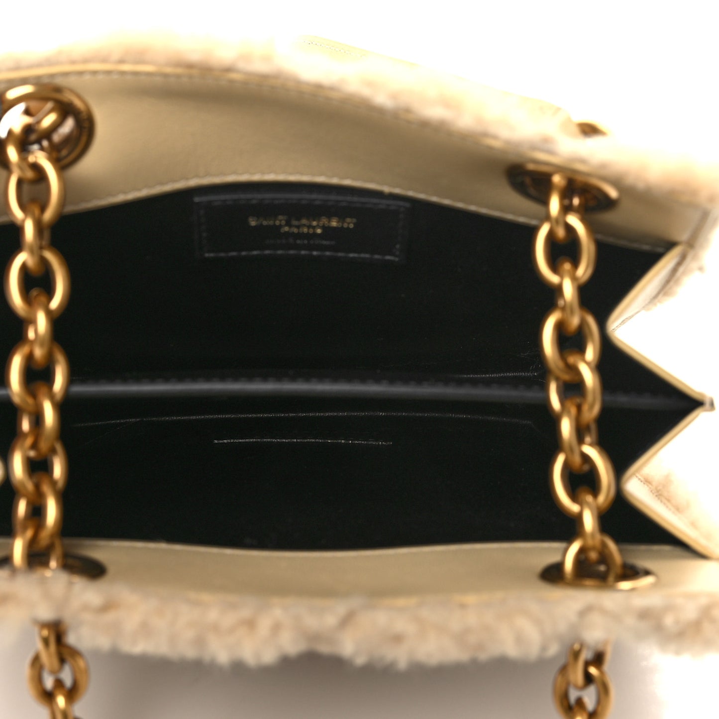 Shearling Quilted Le Maillon Square Crossbody Bag Natural