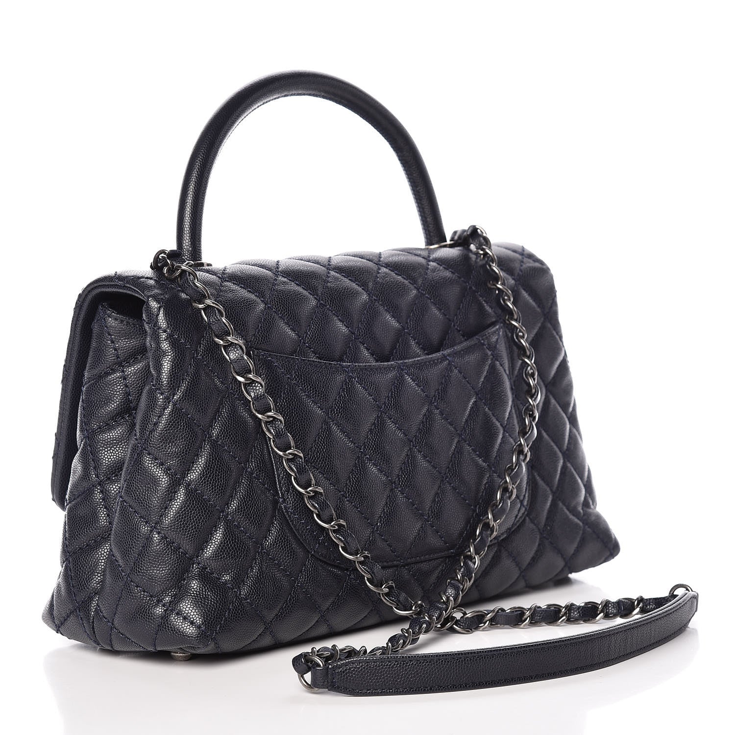 Chanel Caviar Quilted Small Coco Handle Flap Navy 3 of 11