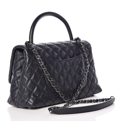 Chanel Caviar Quilted Small Coco Handle Flap Navy 3 of 11