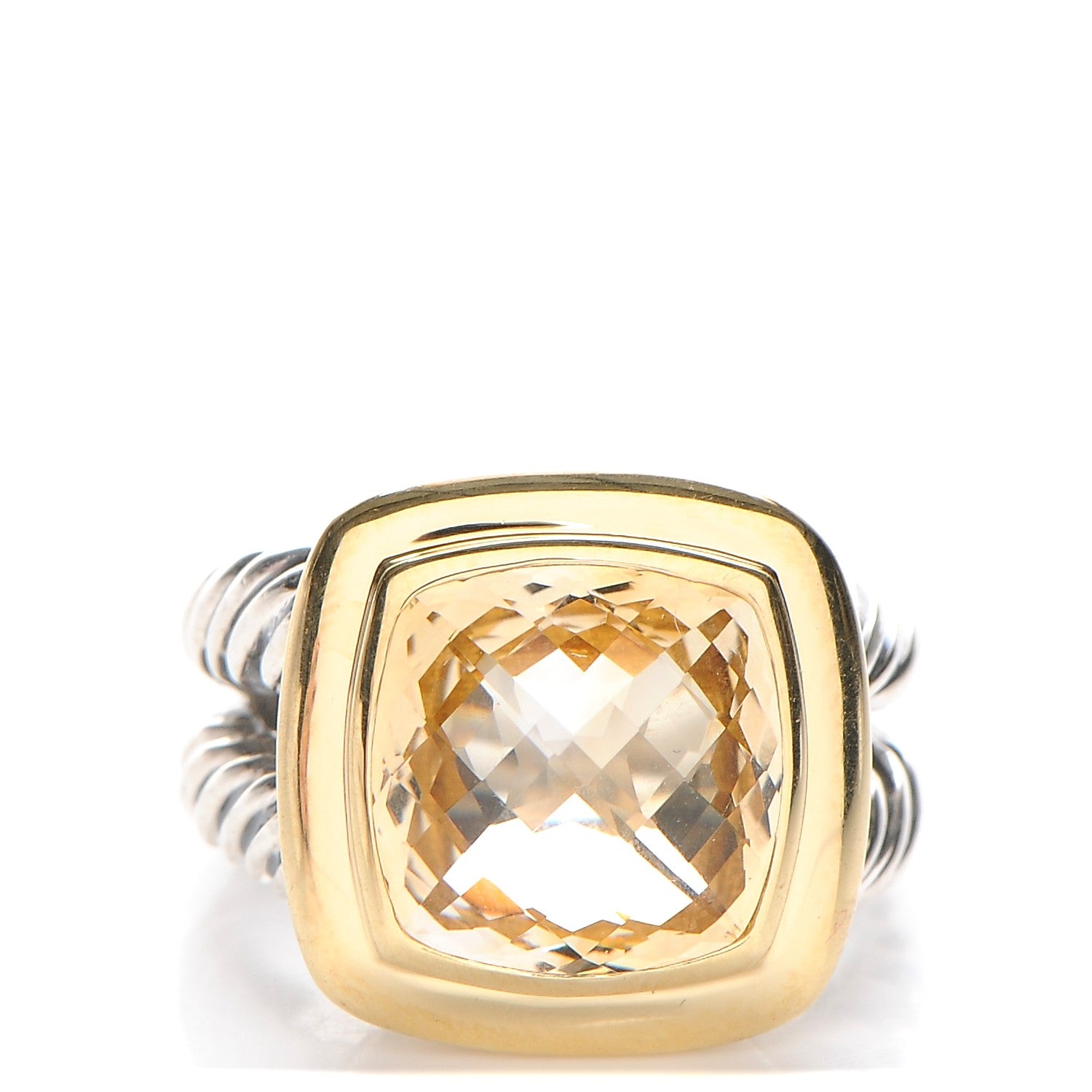 David Yurman Sterling Silver 18K Yellow Gold Champagne Citrine 11mm Albion Ring 52 6 1 of 7
