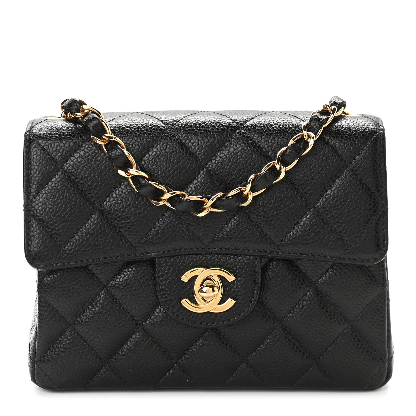 Caviar Quilted Mini Square Flap Black