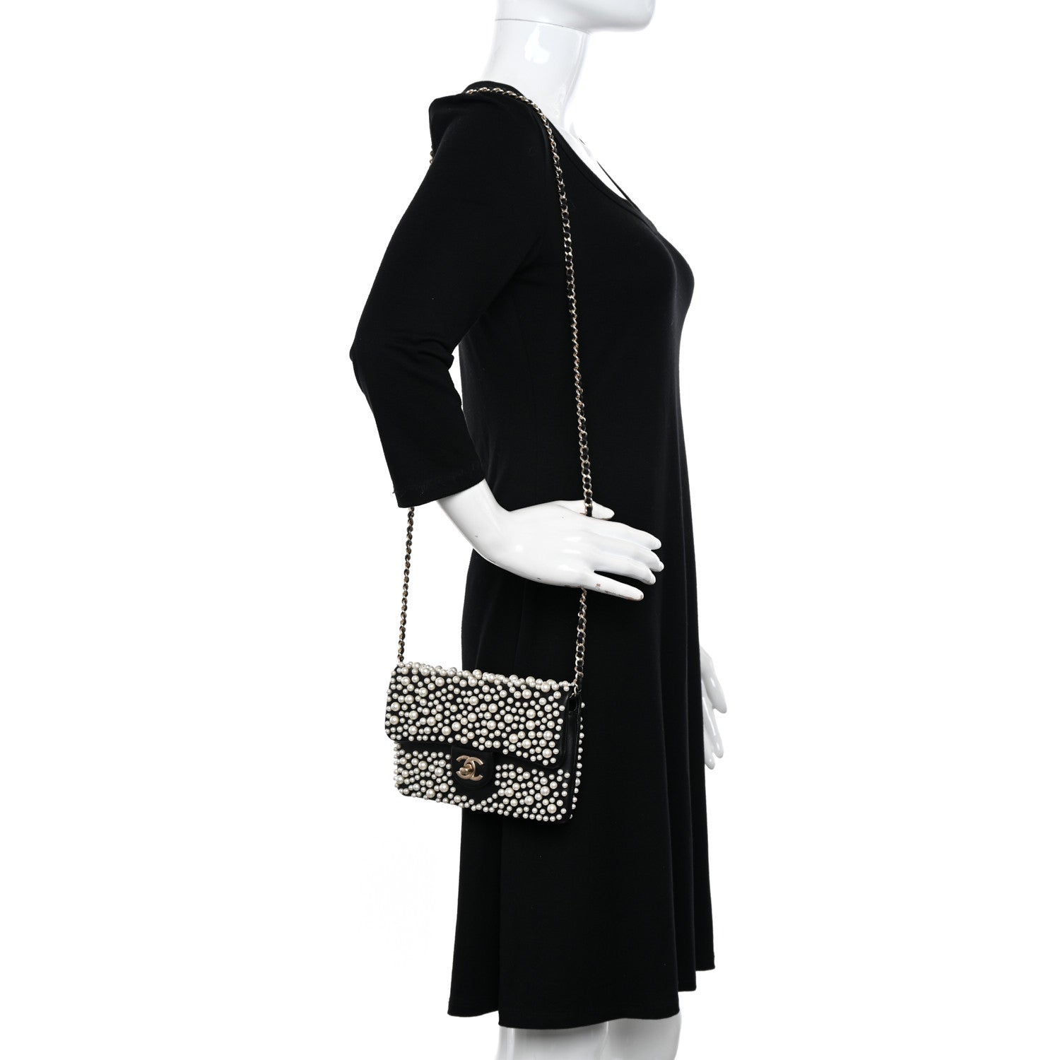 Chanel Lambskin Pearls Flap Black 2 of 13