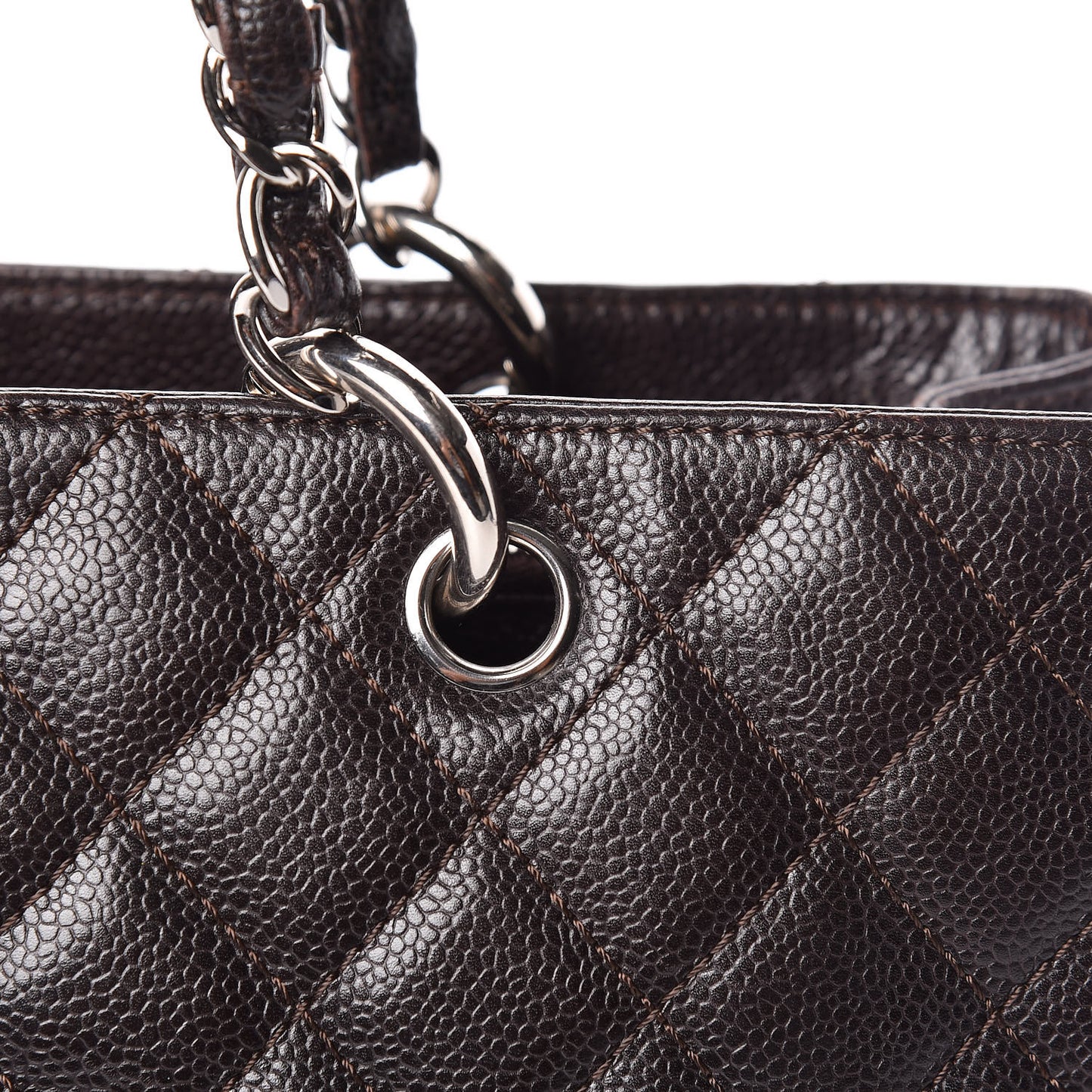 Caviar Quilted Grand Shopping Tote GST Dark Brown