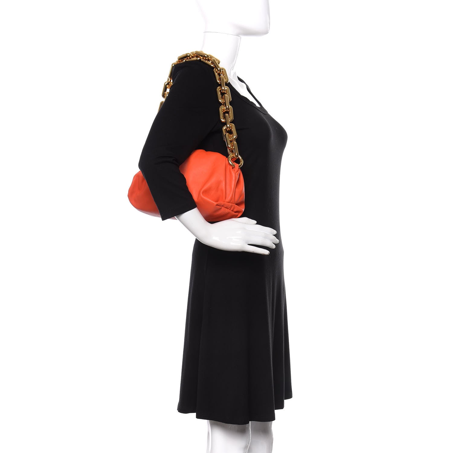 Bottega Veneta Calfskin The Pouch Chain Orange 2 of 10