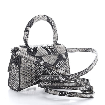 Balenciaga Shiny Calfskin Python Effect Hourglass Top Handle Bag Mini Black White 4 of 10