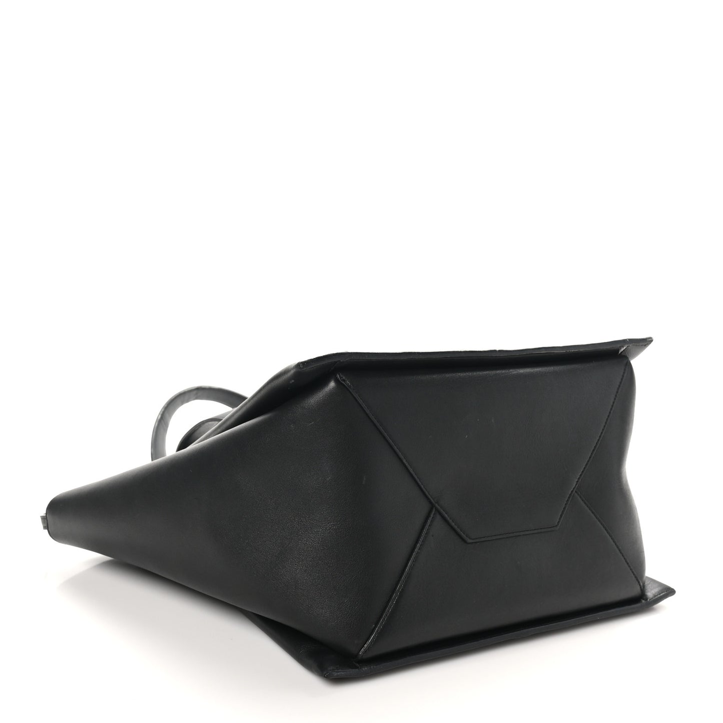 Supple Natural Calfskin Vertical Tri-Fold Bag Black
