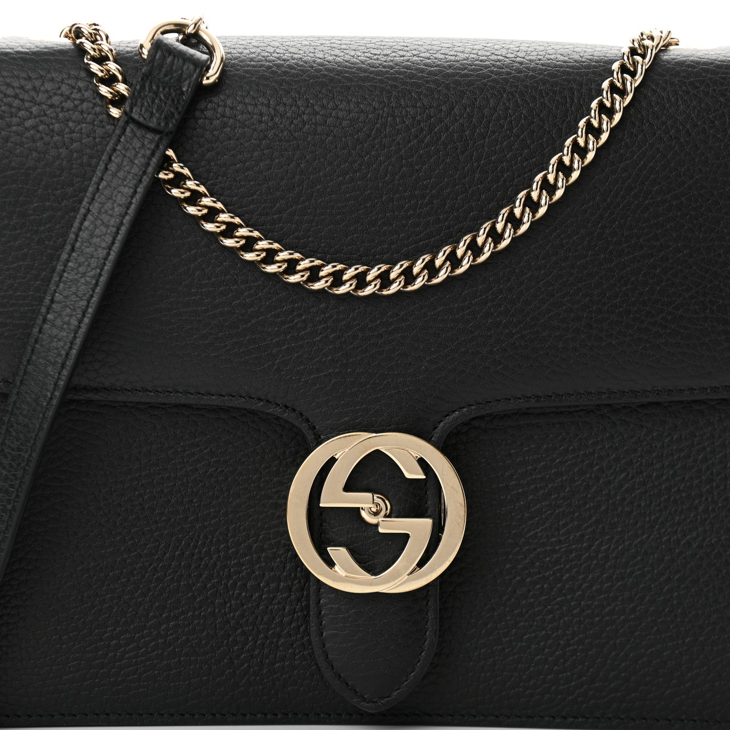 Dollar Calfskin Interlocking G Shoulder Bag Black