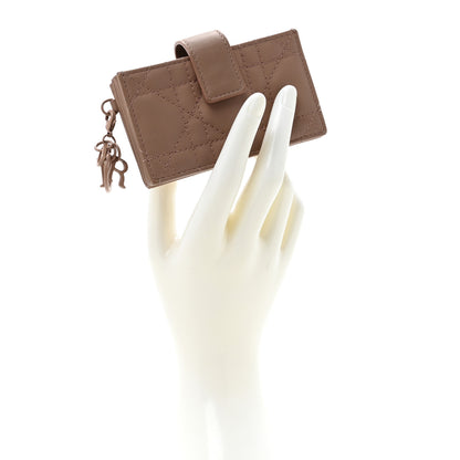 Christian Dior Ultra Matte Calfskin Cannage Lady Dior 5-Gusset Card Holder Blush Powder 2 of 13