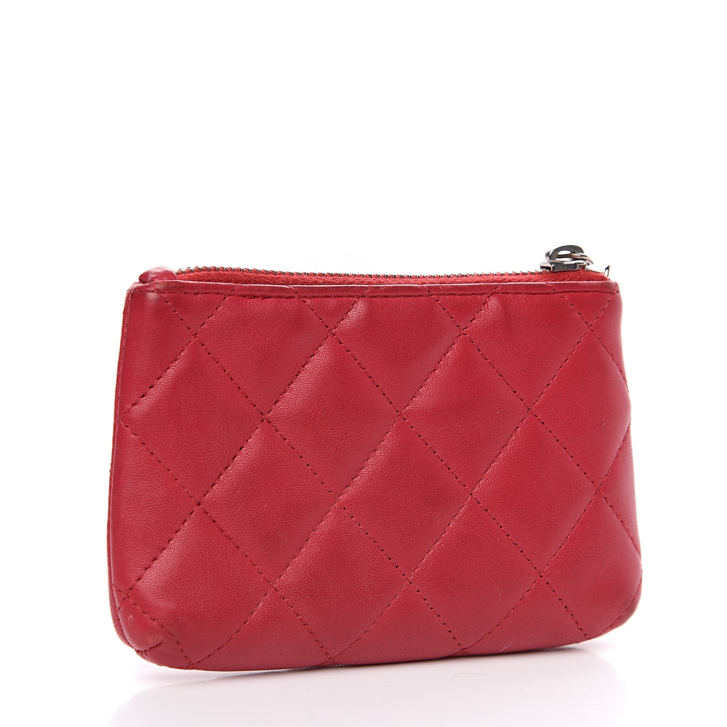 Lambskin Quilted Key Holder Case Dark Pink