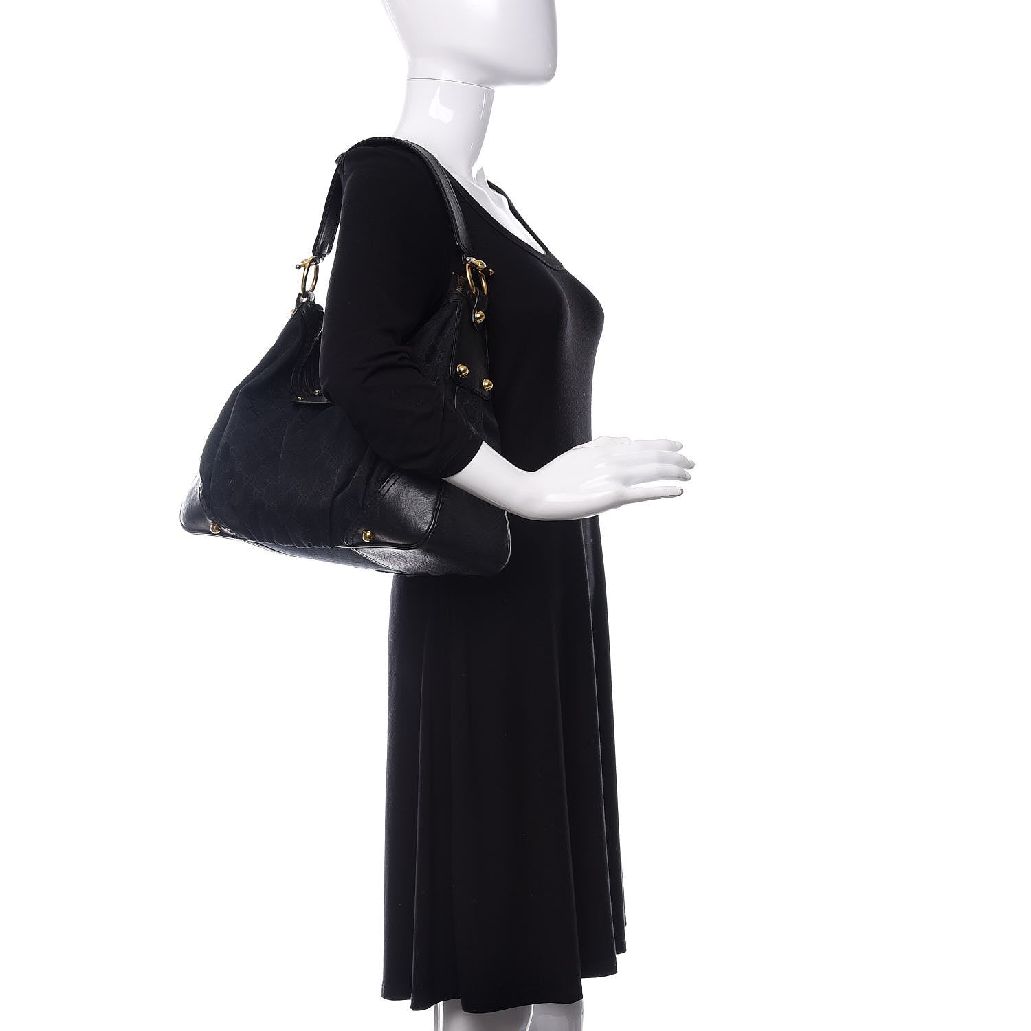 Gucci Monogram Medium Jockey Hobo Black 2 of 16