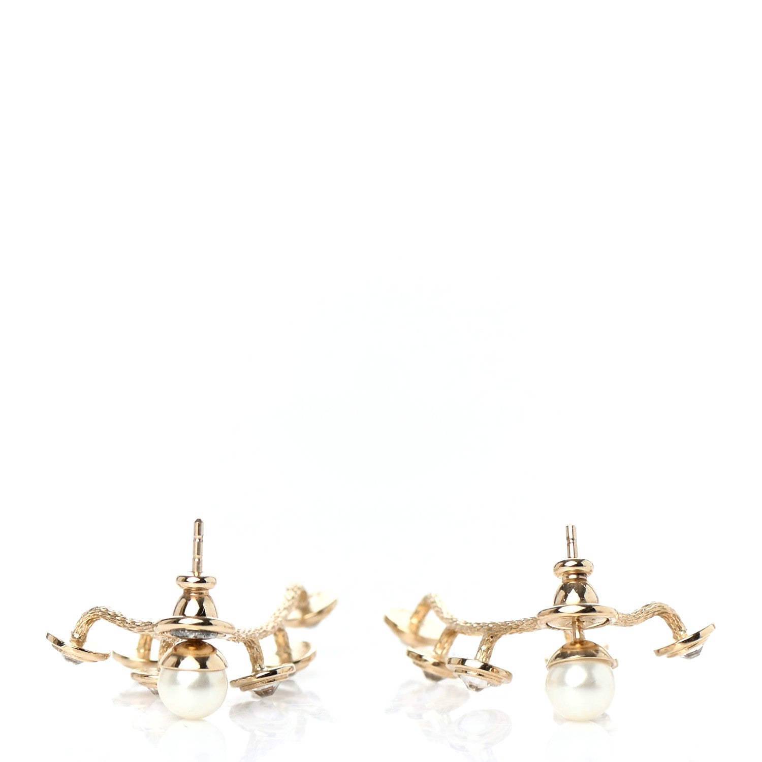 Christian Dior Pearl Crystal Tribales Pendant Earrings Gold 3 of 5