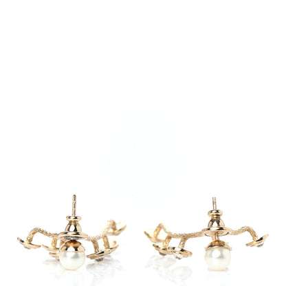 Christian Dior Pearl Crystal Tribales Pendant Earrings Gold 3 of 5