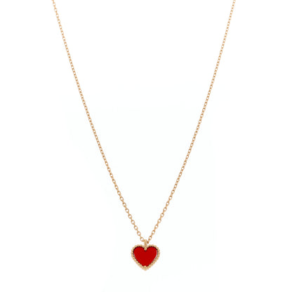 Van Cleef & Arpels 18k Rose Gold Carnelian Sweet Alhambra Heart Pendant Necklace 1 of 6