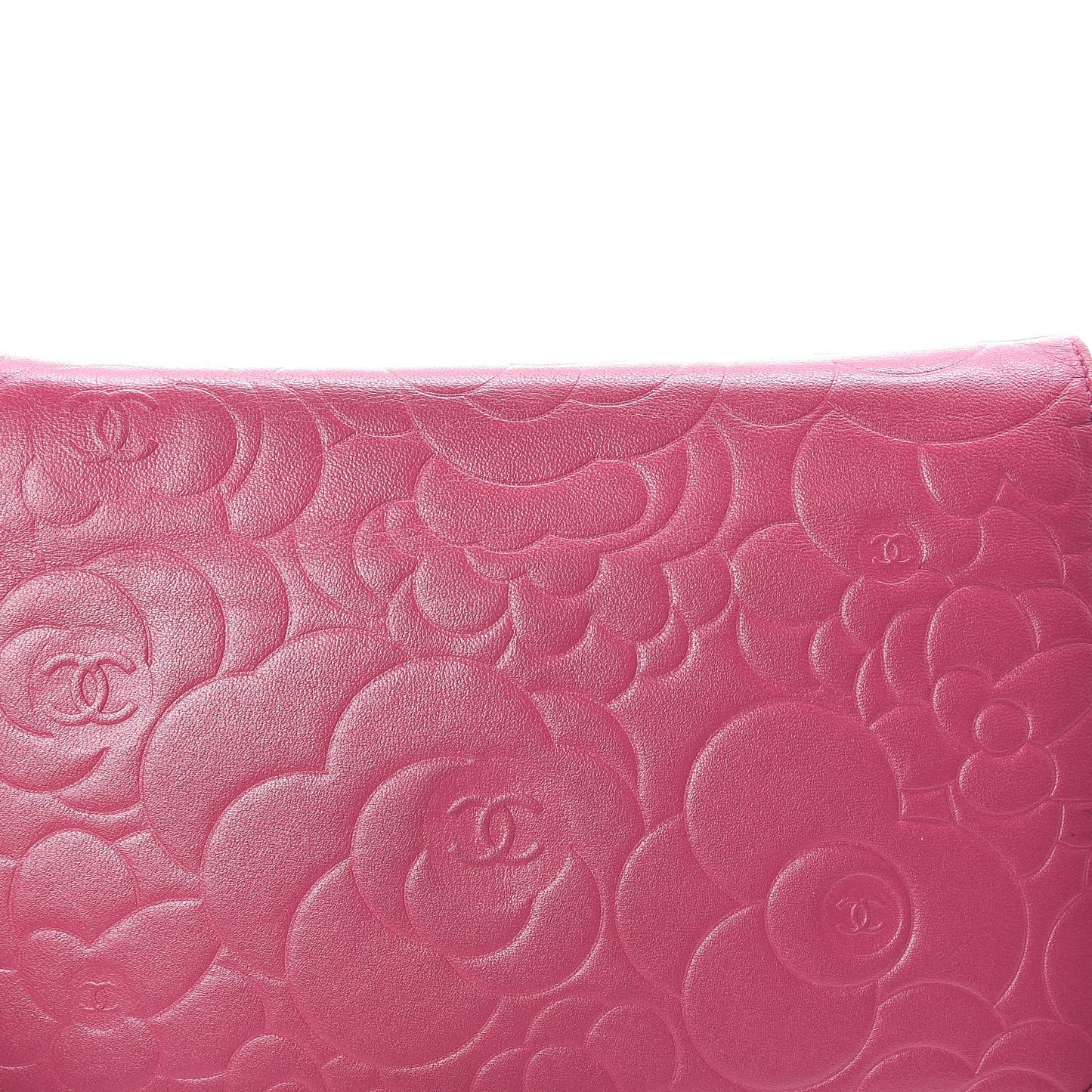 Caviar Camellia Embossed Wallet On Chain WOC Fuchsia