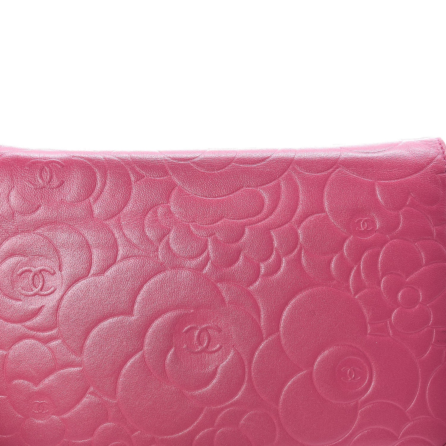Chanel Caviar Camellia Embossed Wallet On Chain WOC Fuchsia 9 of 22