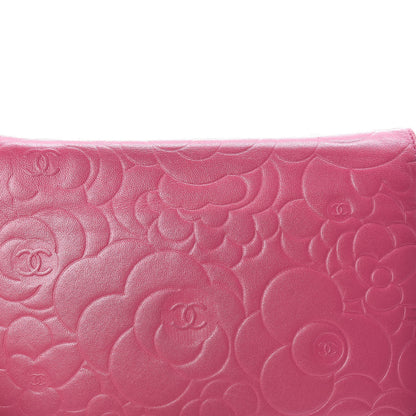 Chanel Caviar Camellia Embossed Wallet On Chain WOC Fuchsia 9 of 22