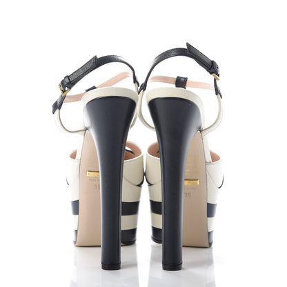 Gucci Calfskin Angel T-Strap Platform High Heel Pumps 35 Black 6 of 9