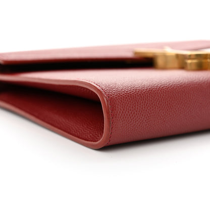 Saint Laurent Grain De Poudre Monogram Cassandra Chain Wallet Opyum Red 9 of 14