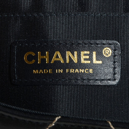 Chanel Lambskin Small Chevron Single Flap Black Beige 7 of 9
